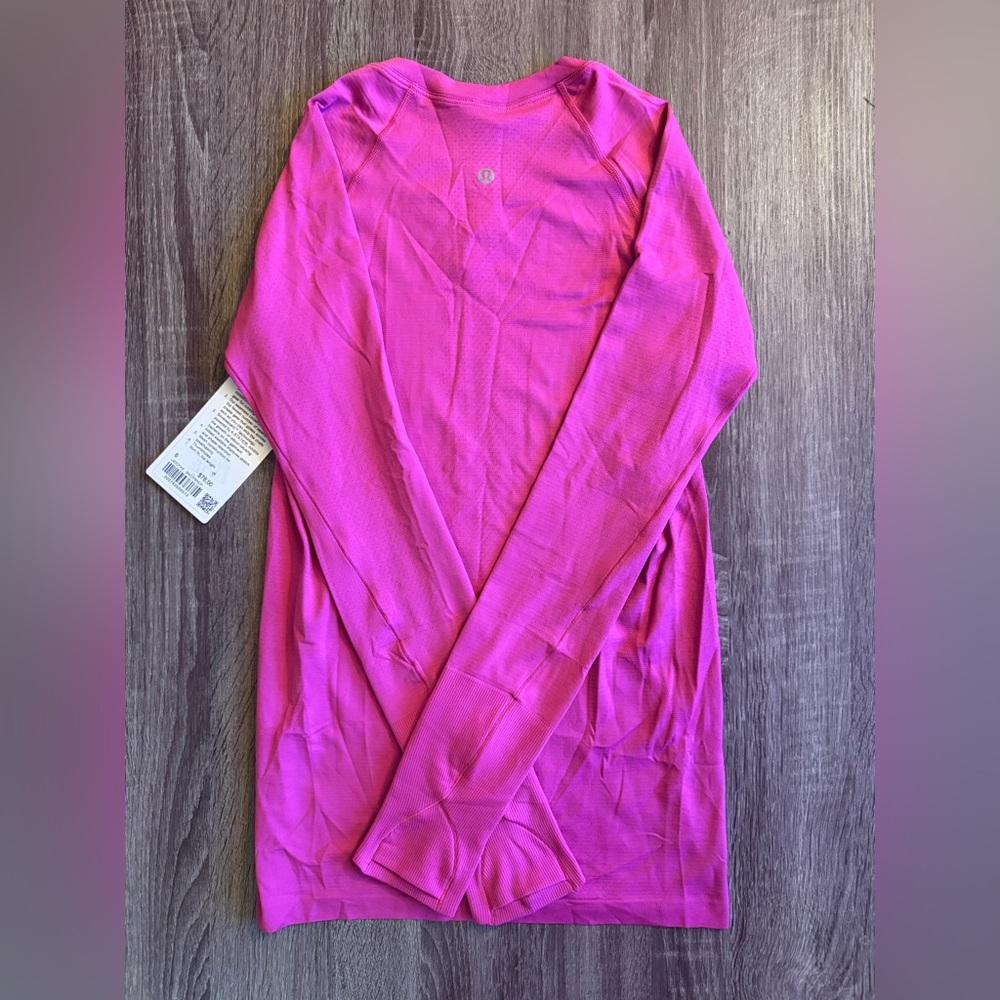 New with tags Lululemon Swiftly Tech Long Sleeve 2.0 Sonic Pink.Hot pink. Size 6 - Picture 2 of 12